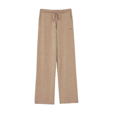 Chinti & Parker Navy Cashmere Wide-Leg Pants in camel