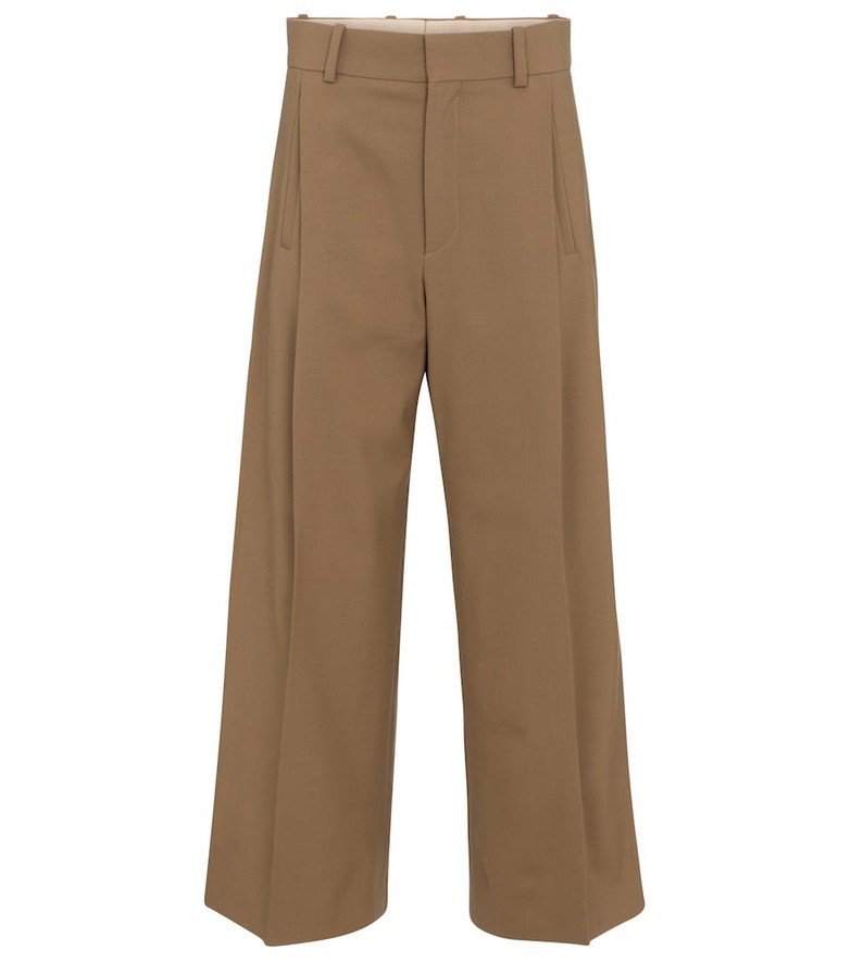 ChloÃ© High-rise wide-leg wool twill pants in brown