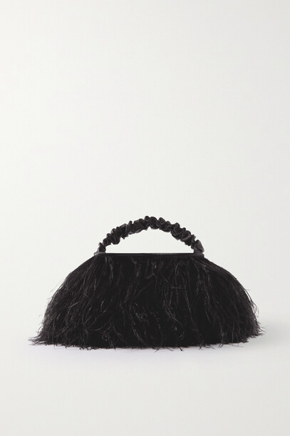 Alexander Wang - Scrunchie Mini Feather-embellished Satin Tote - Black