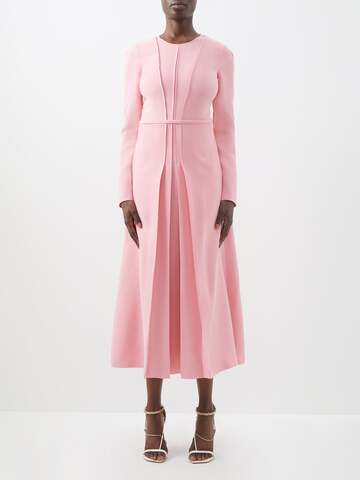 giambattista valli - pleated crepe midi dress - womens - light pink