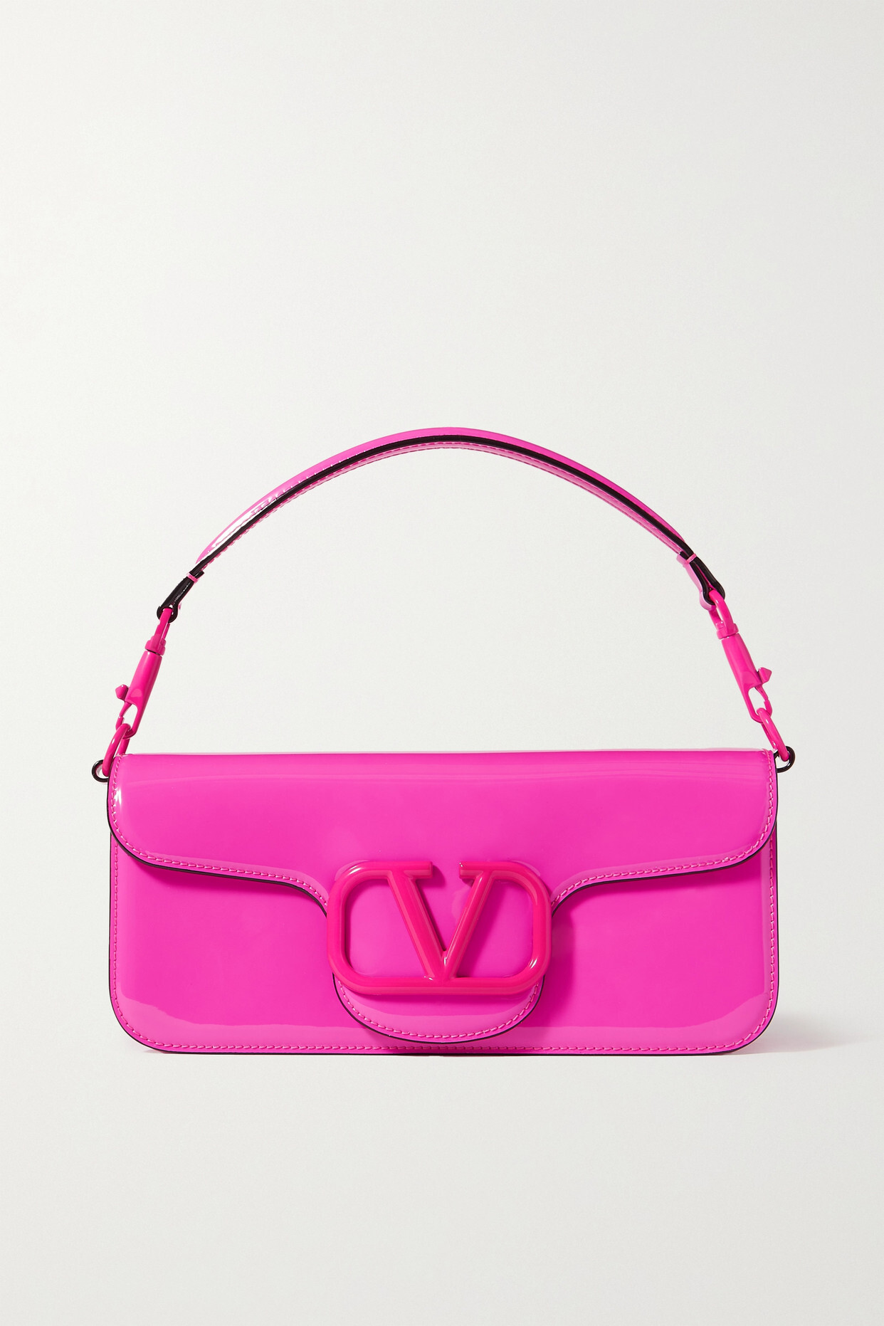 Valentino - Valentino Garavani Vlogo Patent-leather Shoulder Bag - Pink