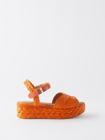 clergerie - aida 50 raffia flatform sandals - womens - orange