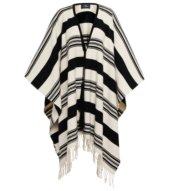 Etro Cotton and wool-blend poncho in beige