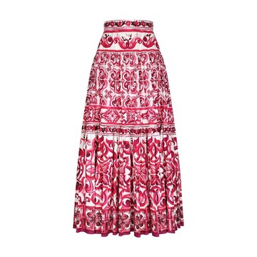 Dolce & Gabbana Long Maiolica Printed Popeline Skirt