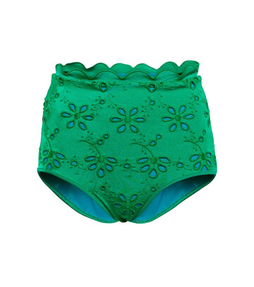 giambattista valli high-rise floral bikini bottoms in green