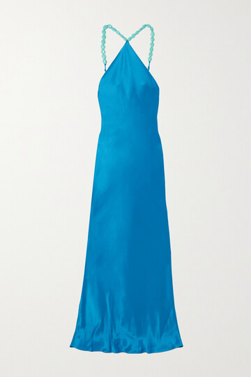 staud - cadence embellished satin maxi dress - blue