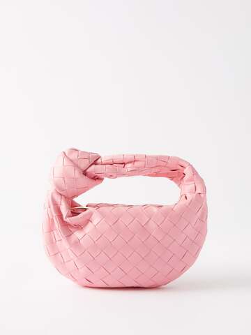bottega veneta - jodie mini intrecciato-leather clutch bag - womens - light pink