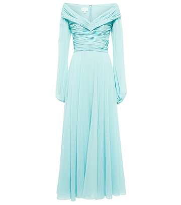 giambattista valli exclusive to mytheresa â ruched silk georgette gown in blue