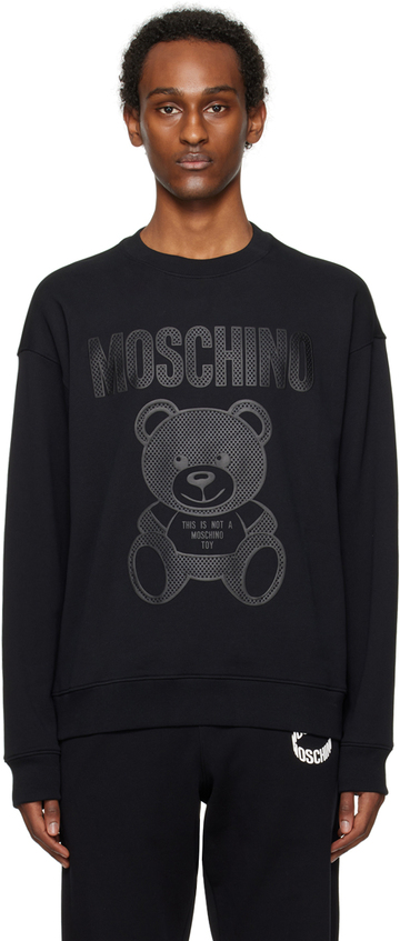 moschino black teddy mesh sweatshirt in print