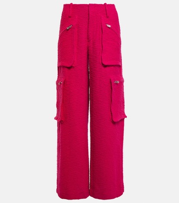 Amiri High-rise wide-leg bouclé cargo pants in pink