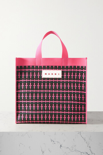 marni - rubber-trimmed jacquard-knit tote - pink