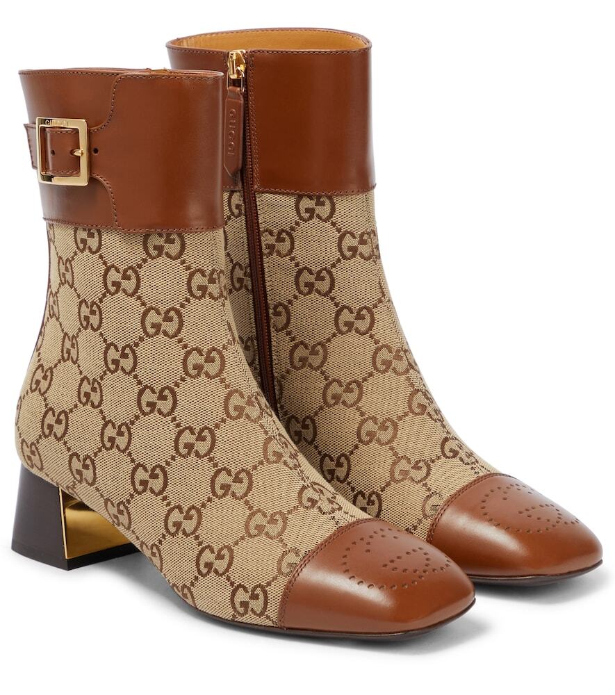Gucci GG canvas ankle boots in brown