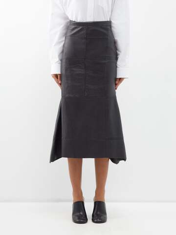 balenciaga - high-rise upcycled-leather midi skirt - womens - black