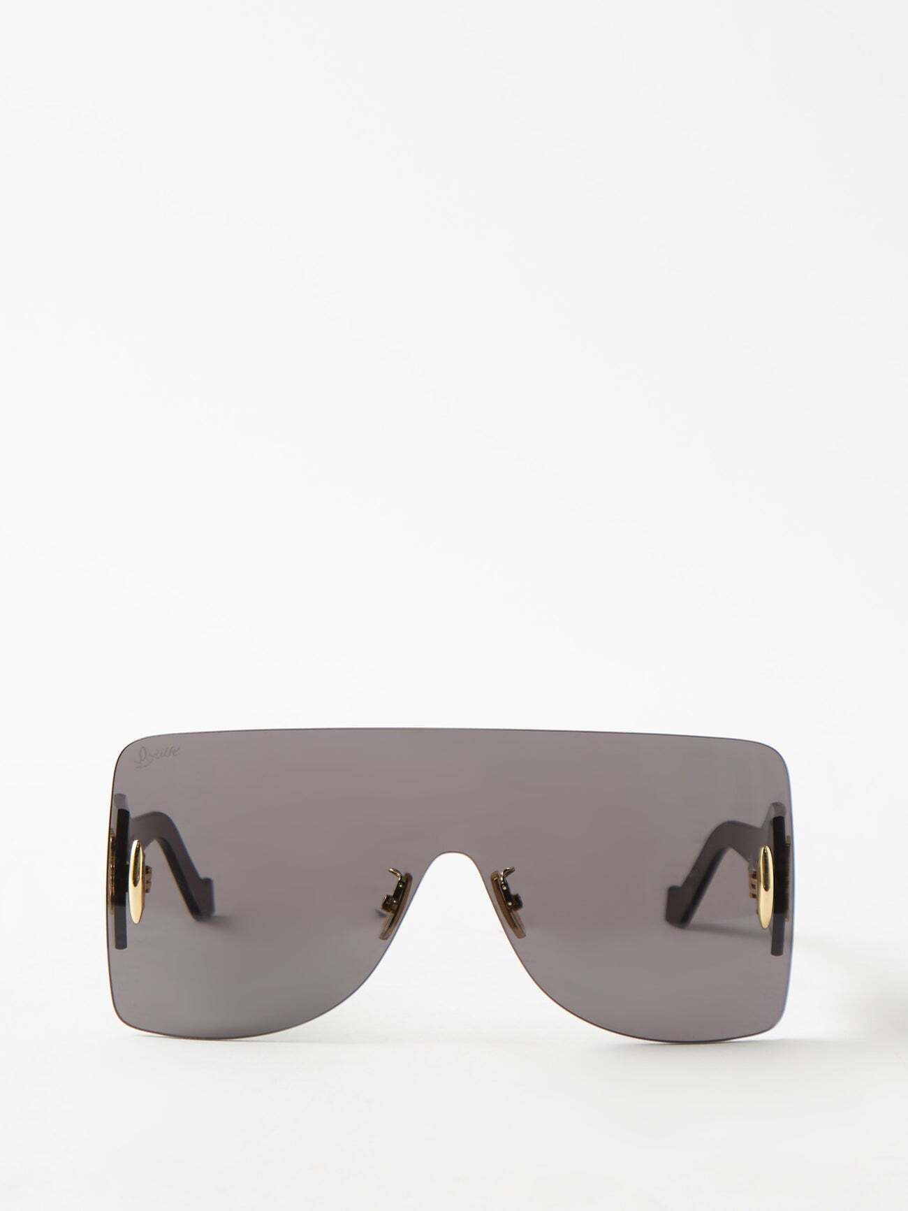 Loewe Eyewear - Oversized Flat-top Shield Sunglasses - Womens - Black
