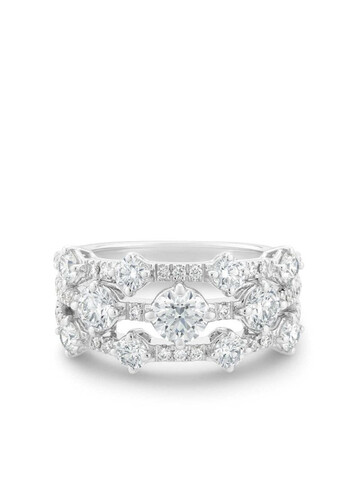 De Beers 18kt white gold Arpeggia diamond three row ring in silver