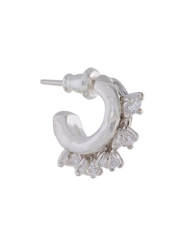 E.M. small crystal hoop earring in metallic