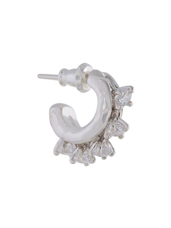 E.M. small crystal hoop earring in metallic