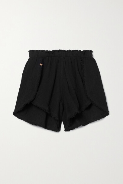 Caravana - Tuchkin Frayed Cotton-gauze Shorts - Black