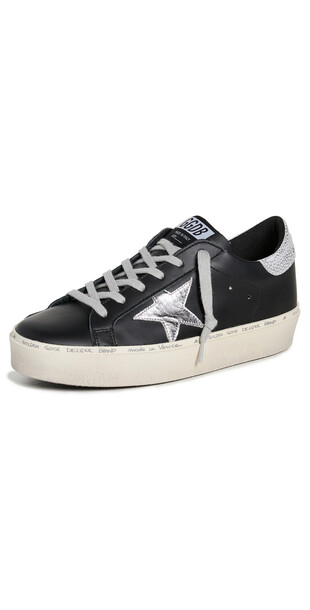 Golden Goose Hi Star Platform Sneakers in black / silver
