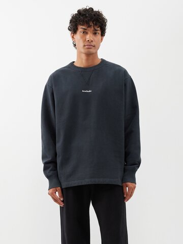 acne studios - fin cotton-fleece jersey sweatshirt - mens - black