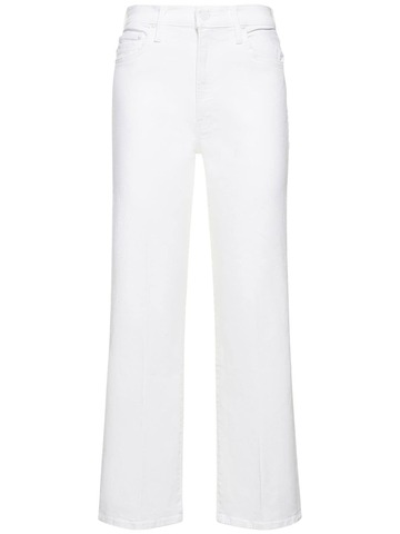 mother the rambler zip ankle cotton jeans in white