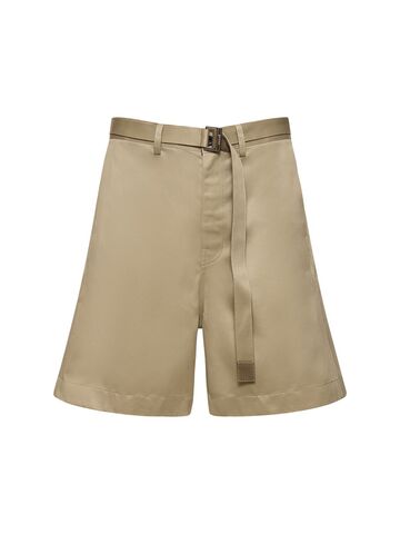 sacai cotton chino shorts in beige