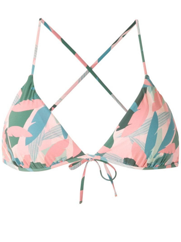 Track & Field Abstrata printed bikini top in pink
