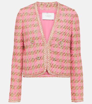 giambattista valli cropped tweed jacket in pink