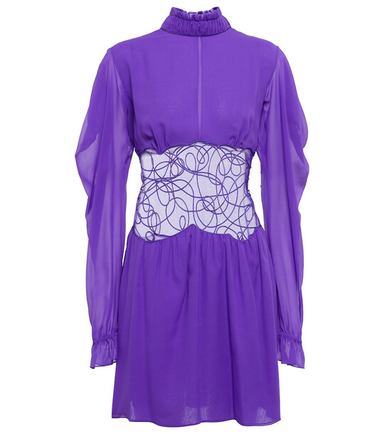 Tom Ford Silk embroidered minidress in purple