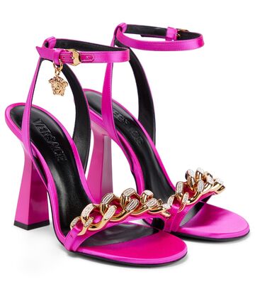 Versace Medusa Chain satin sandals in pink