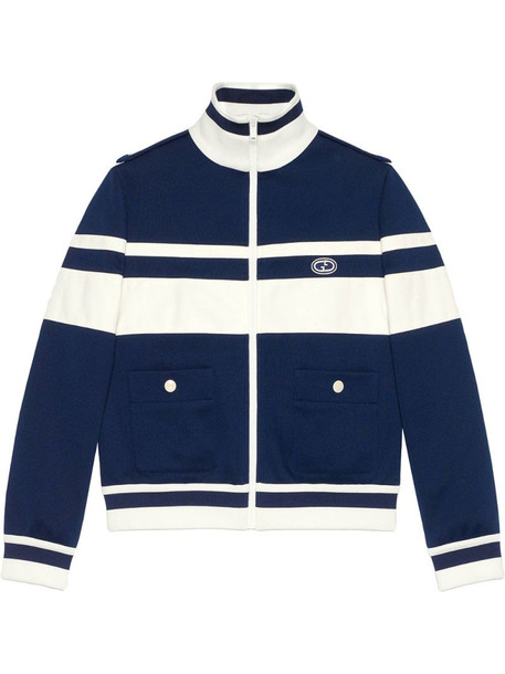 Gucci horizontal-stripe zip-up jacket in blue