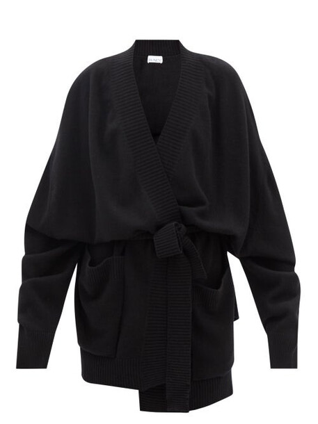 Raey - Responsible-cashmere Belted Wrap Cardigan - Womens - Black