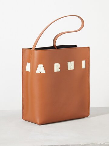 marni - museo small leather tote bag - womens - tan