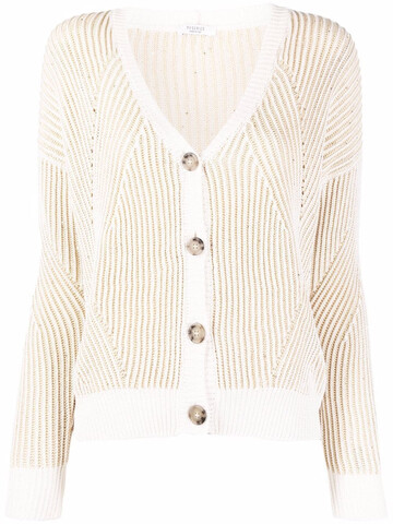 peserico cotton ribbed cardigan - neutrals