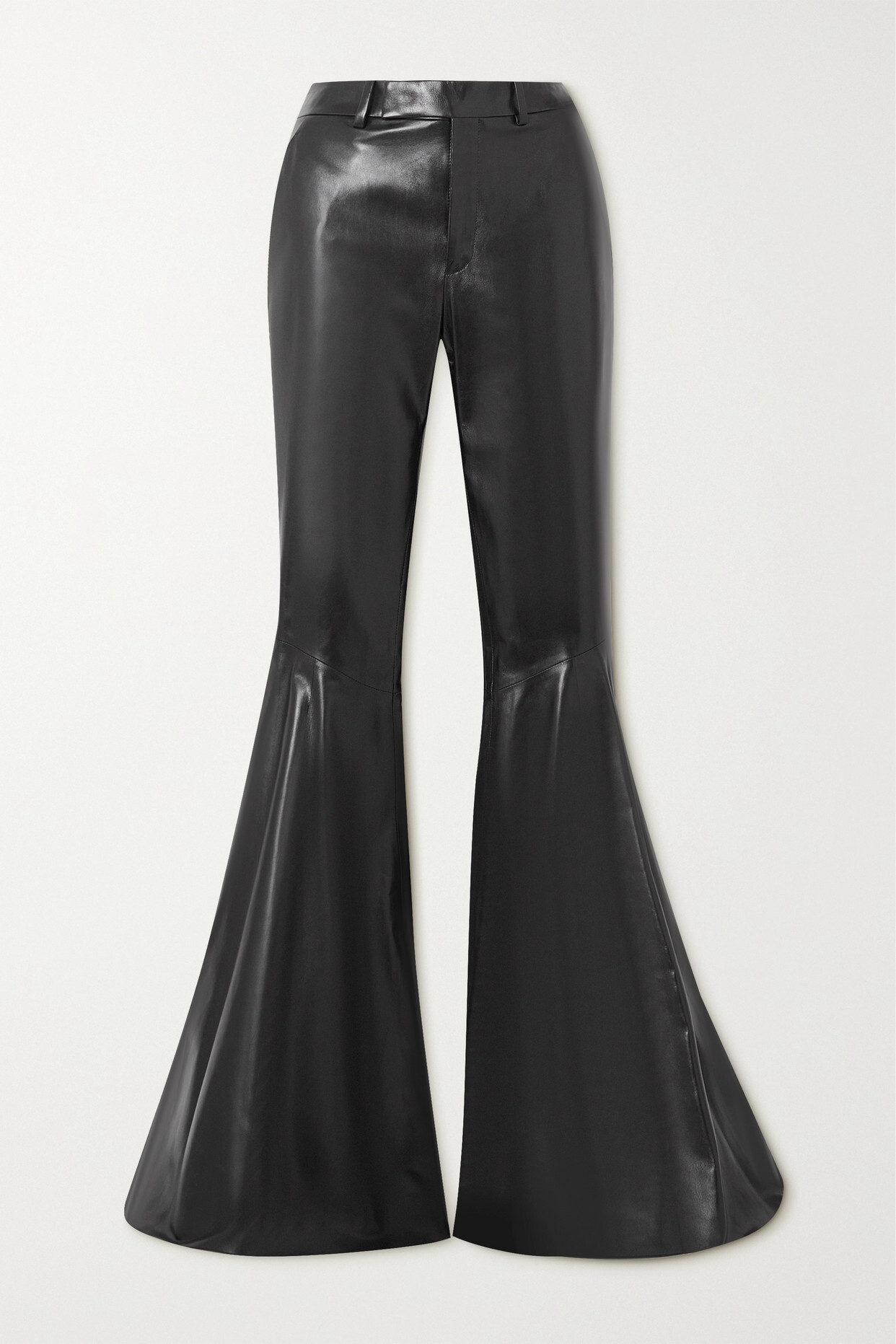 SAINT LAURENT - Leather Flared Pants - Black