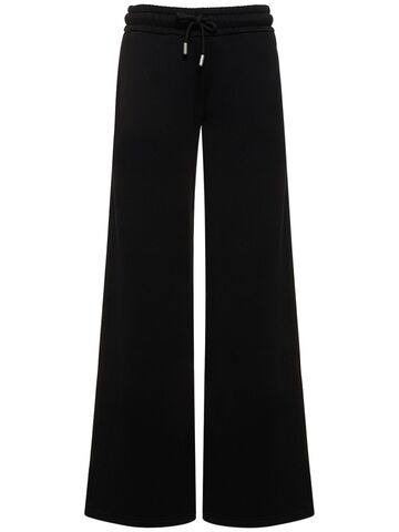 off-white diag embroidered cotton pants in black