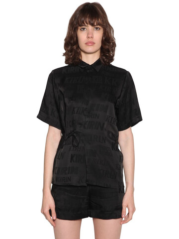 KIRIN Typo Fluid Jacquard Strap Shirt in black