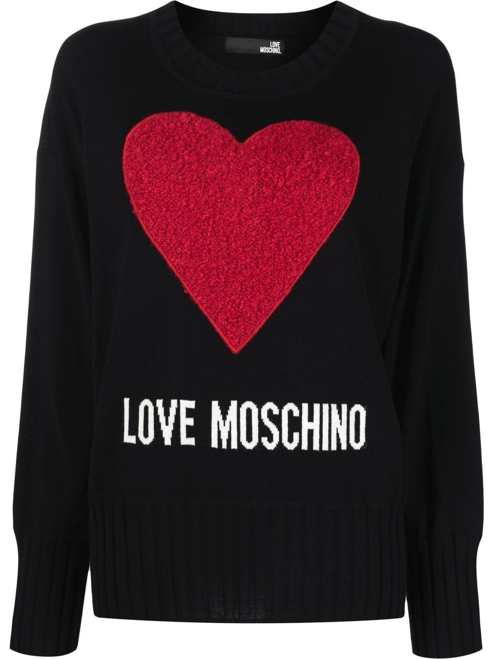 Love Moschino logo intarsia rib-trimmed jumper - Black