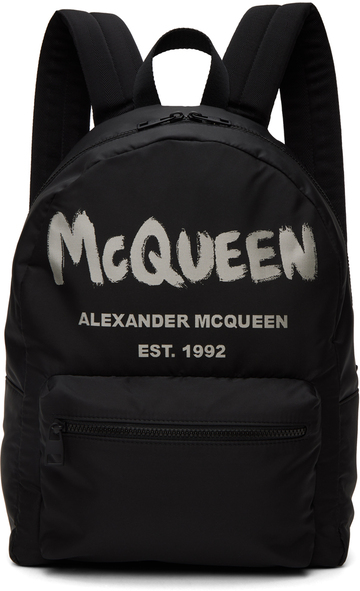 alexander mcqueen black graffiti metropolitan backpack