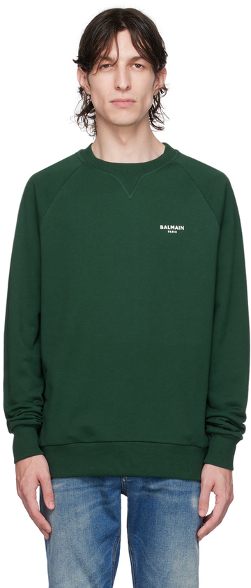 balmain green flocked sweatshirt