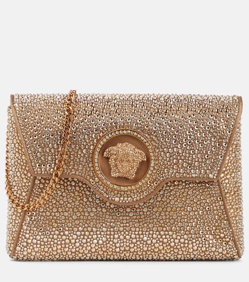 versace medusa mini embellished shoulder bag in gold
