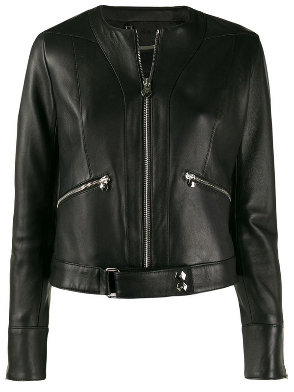 Philipp Plein zipped biker jacket in black