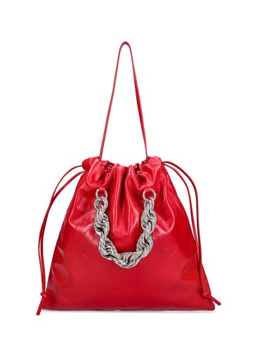 jil sander medium drawstring chain shoulder bag in red