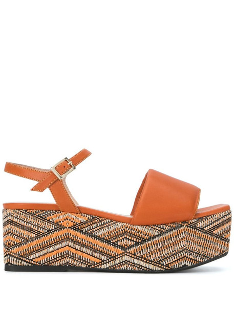Madison.Maison woven leather 50mm wedges in orange