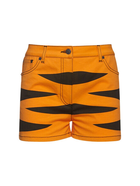 MOSCHINO Tiger The Tiger Denim Shorts in black / orange