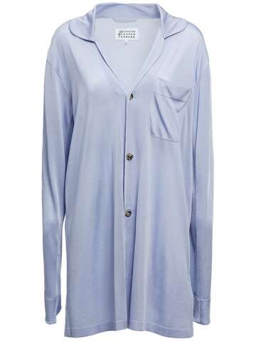 MAISON MARGIELA Fluid Viscose Long Shirt Cardigan in blue