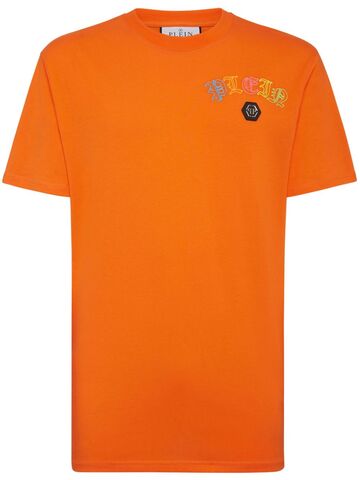 philipp plein gothic plein crystal-embellished t-shirt - orange