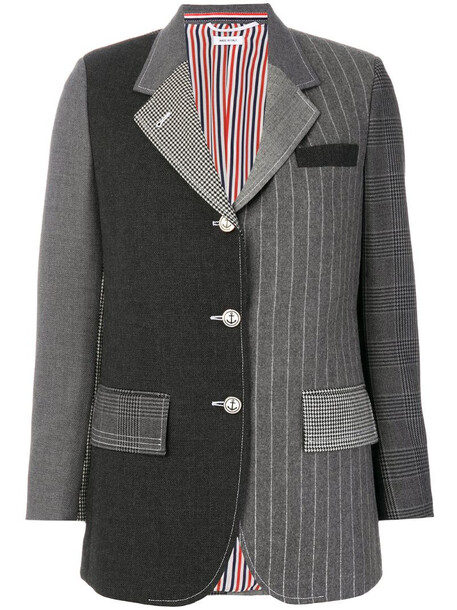 Thom Browne classic patchwork blazer in grey
