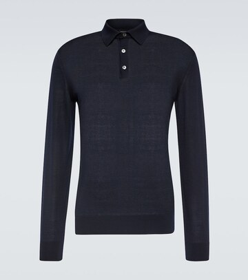 zegna high performance wool polo sweater in blue