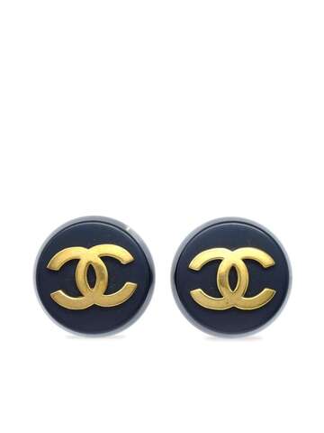 chanel pre-owned 1993 cc button clip-on earrings - gold